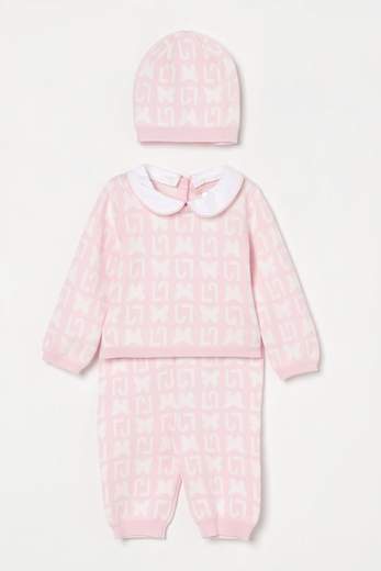 Babypakje - 2-delig+muts - zonder voetjes - in tricot - Roze