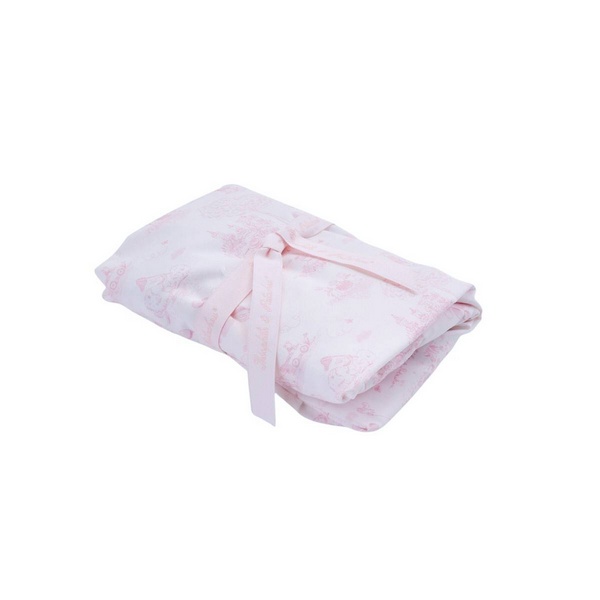 Pink Garden Party - Hoeslaken reiswieg - 76x32cm - met Print - Roze/Wit