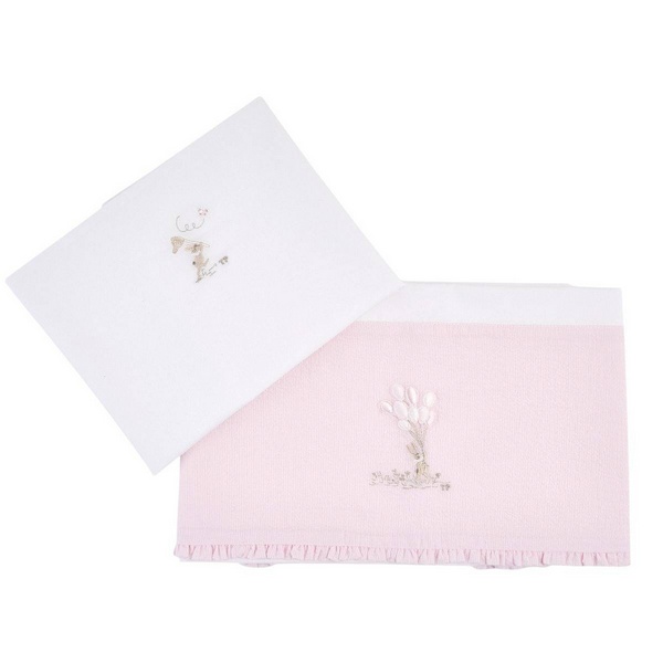 Pink Garden Party - Laken + sloop bed - 105x170cm - Roze/Wit