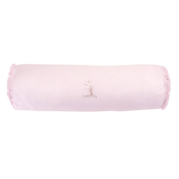 Pink Garden Party - Rolkussen geborduurd 70x21cm - Gewafeld - Roze