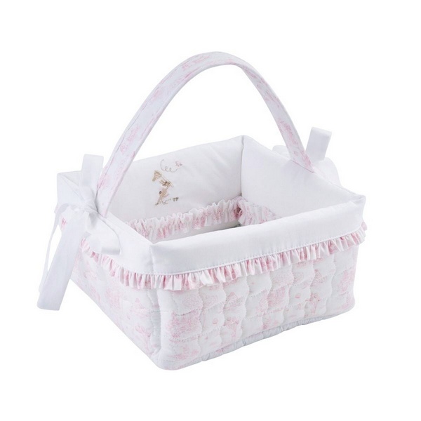 Pink Garden Party - Verzorgingsmand - met Print - Gewafeld - Wit/Roze