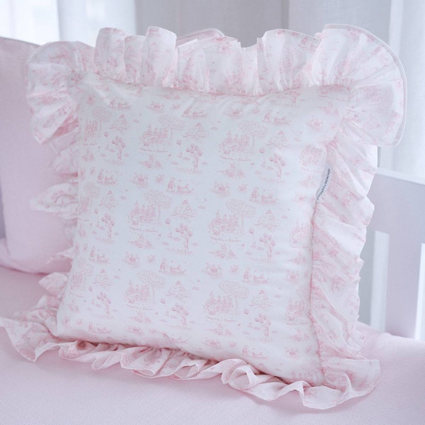 Pink Garden Party - Kussen bedrukt met volant - 40x40cm - Roze
