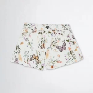 Short - stof bedrukt met vlinders - Ecru