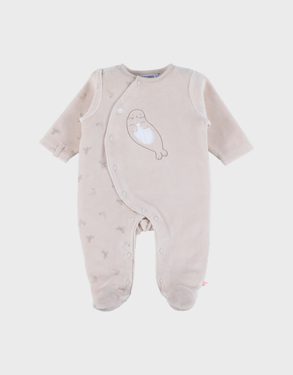 Babypakje - met voetjes - Newborn - Velvet - Beige