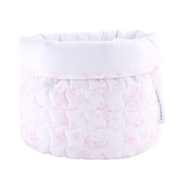 Pink Garden Party - Verzorgingsmand rond - Gewatteerd met Print - Roze