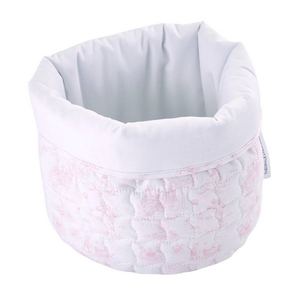 Pink Garden Party - Verzorgingsmand rond - Gewatteerd met Print - Roze