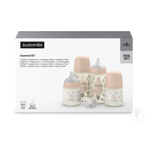Birdies - ESS. SET - Fopspeen + 2X150ML + 2X270ML Flessen - Roze