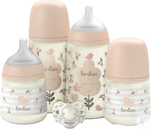 Birdies - ESS. SET - Fopspeen + 2X150ML + 2X270ML Flessen - Roze