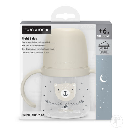 NIGHT & DAY - Eerste flesje met handvatten S - 150ML - +6M - GRIJS