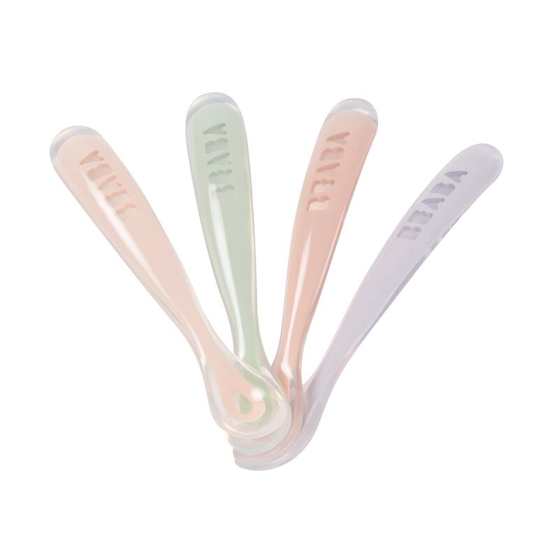 Set van 4 siliconenlepels 1ste leeftijd - Cotton Candy (assorti kleuren)