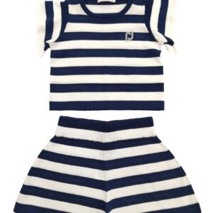 Shortje+T-shirt - Blauw/Wit Gestreept