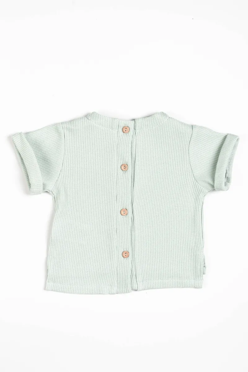 T-shirt - korte mouwen - opening achteraan - Ocean Blue