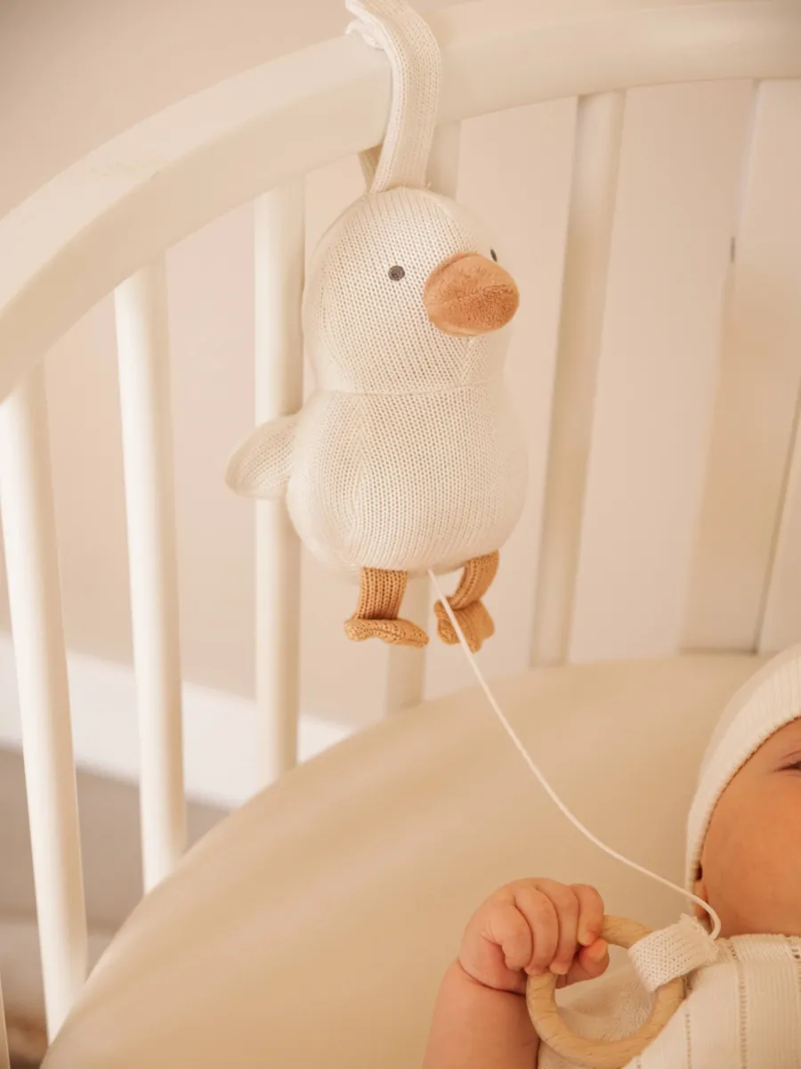 Muziekknuffel - in Knitted Bamboo - Duck - Ecru